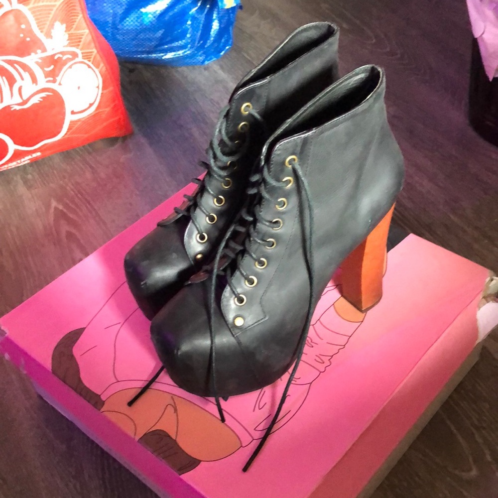 Jeffrey Campbell Litas Black Distressed size 6.5.